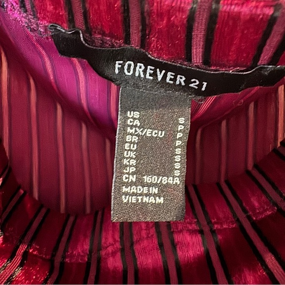 Forever 21 Red Velvet Striped Bodysuit - Picture 3 of 4